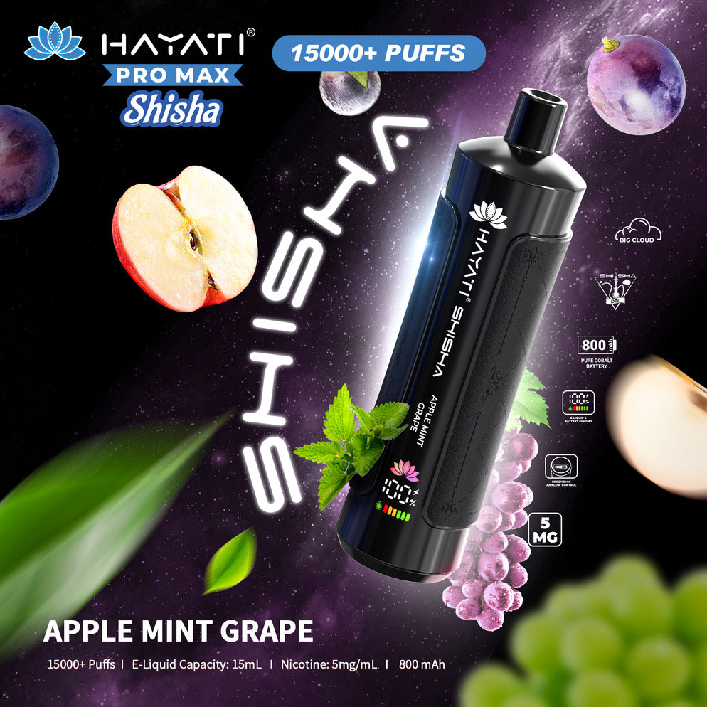 Hayati Pro Max Shisha 15,000 Puff Disposable Vape - Apple Mint Grape