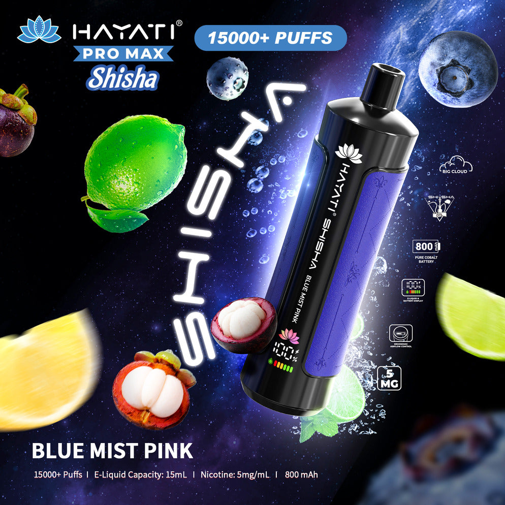 Hayati Pro Max Shisha 15,000 Puff Disposable Vape - Blue Mist Pink