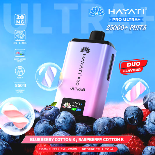 Hayati Pro Ultra+ 25K - Bluberry Cotton K and Raspberry Cotton K