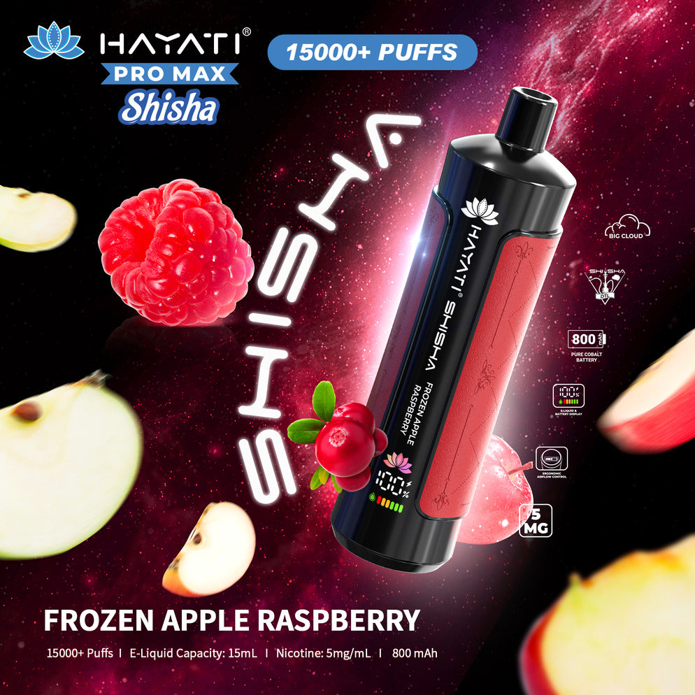 Hayati Pro Max Shisha 15,000 Puff Disposable Vape - Frozen Apple Raspberry
