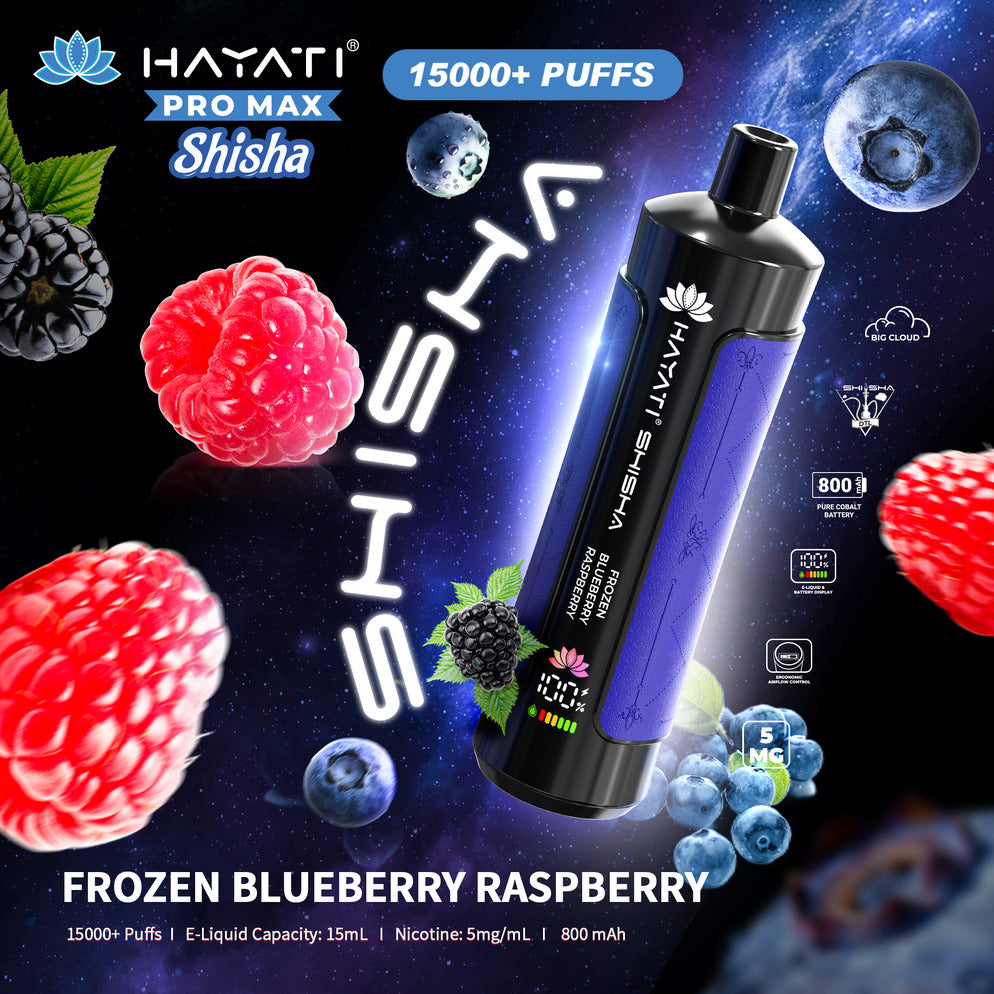 Hayati Pro Max Shisha 15,000 Puff Disposable Vape - Frozen Blueberry Raspberry