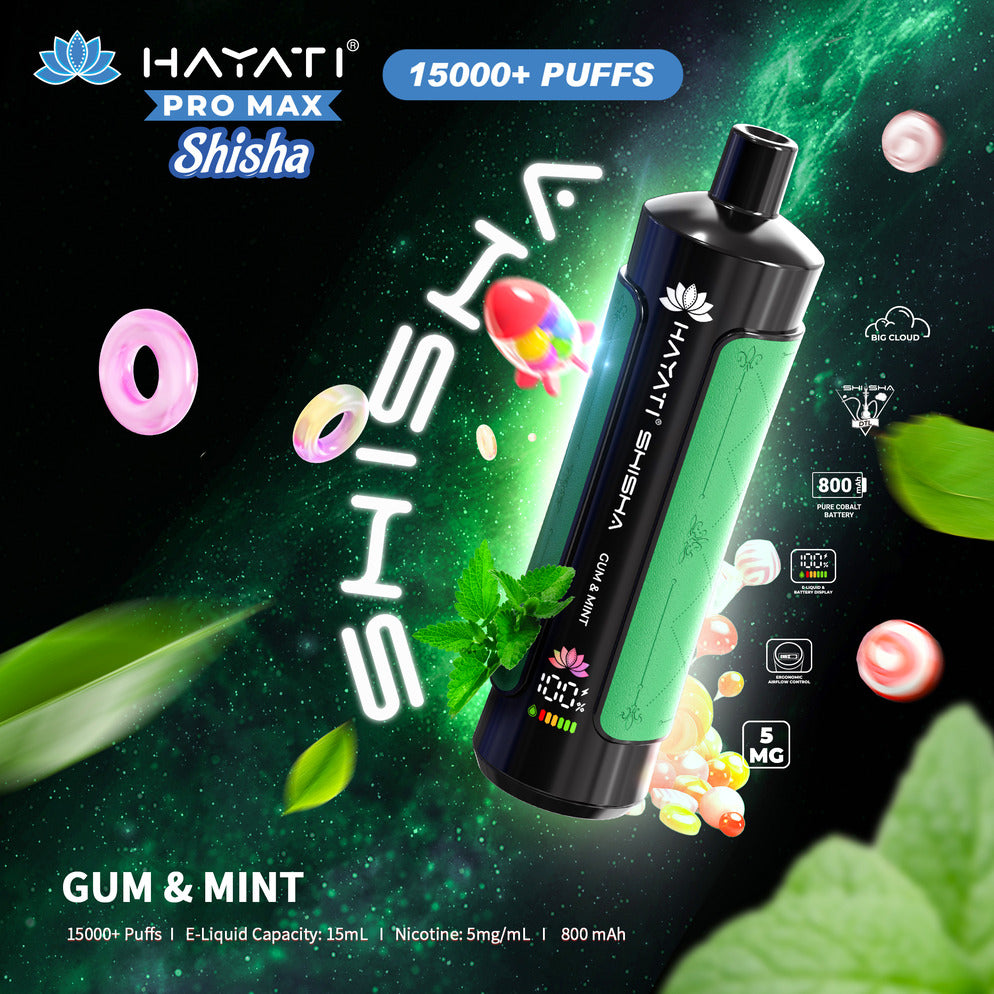 Hayati Pro Max Shisha 15,000 Puff Disposable Vape - Gum & Mint