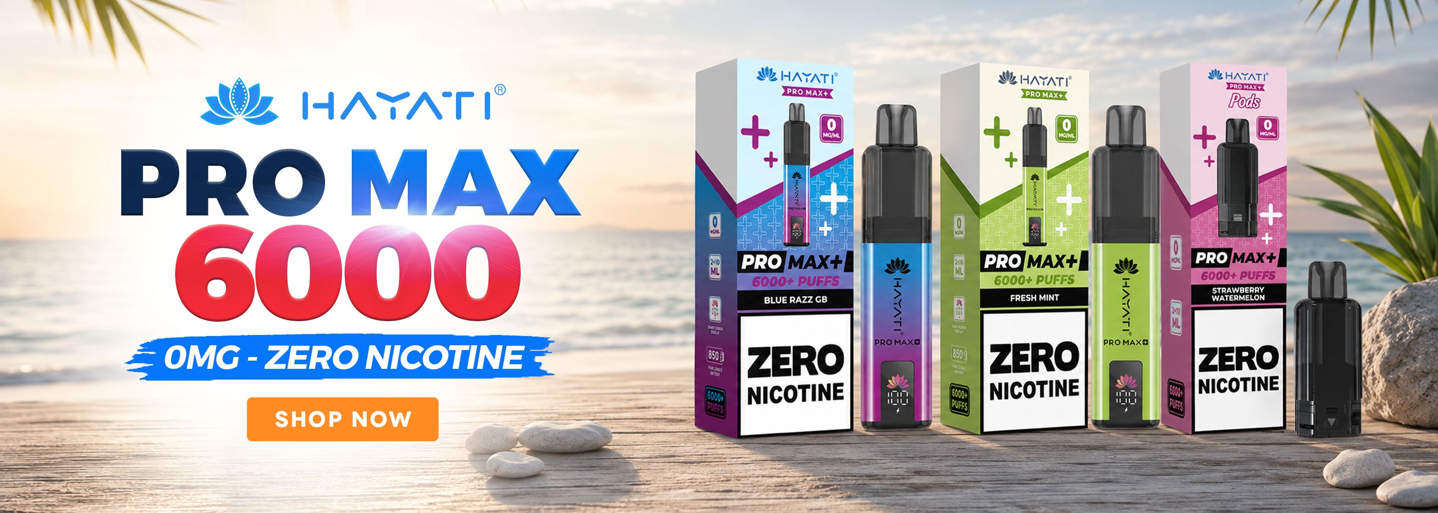 Hayati Pro Max+ 6K Vape Kit Zero Nicotine Banner Desktop - Eazy Vapes