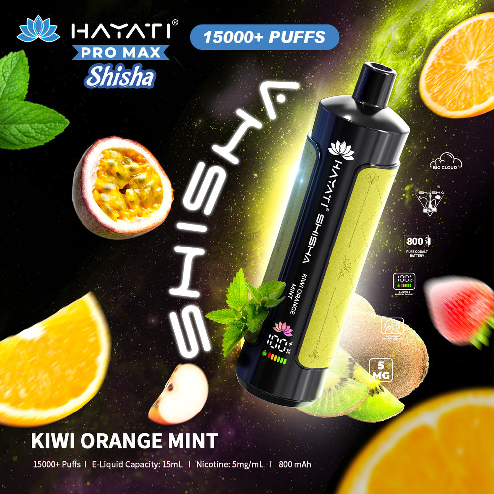 Hayati Pro Max Shisha 15,000 Puff Disposable Vape - Kiwi Orange Mint