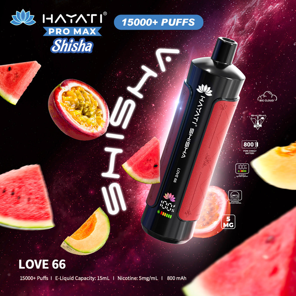 Hayati Pro Max Shisha 15,000 Puff Disposable Vape - Love 66
