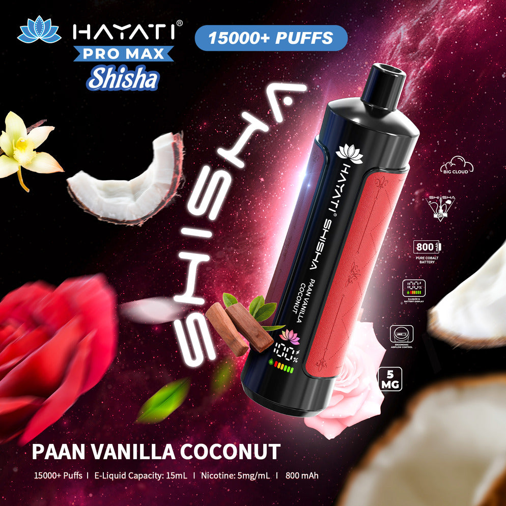 Hayati Pro Max Shisha 15,000 Puff Disposable Vape - Paan Vanilla Coconut