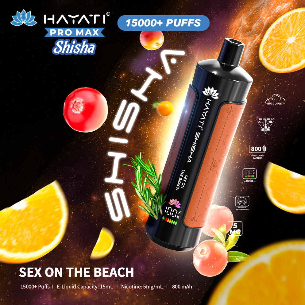 Hayati Pro Max Shisha 15,000 Puff Disposable Vape - Sex on the Beach
