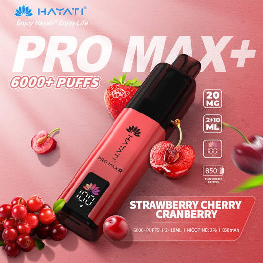 Hayati Pro Max+ 6000 Puffs - Strawberry Cherry Cranberry