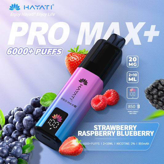 Hayati Pro Max+ 6000 Puffs - Strawberry Raspberry Blueberry