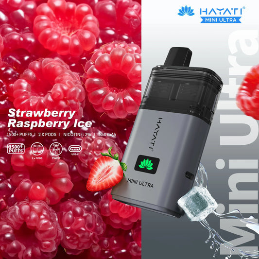 Hayati Mini Ultra 1500 Puff - Strawberry Raspberry Ice