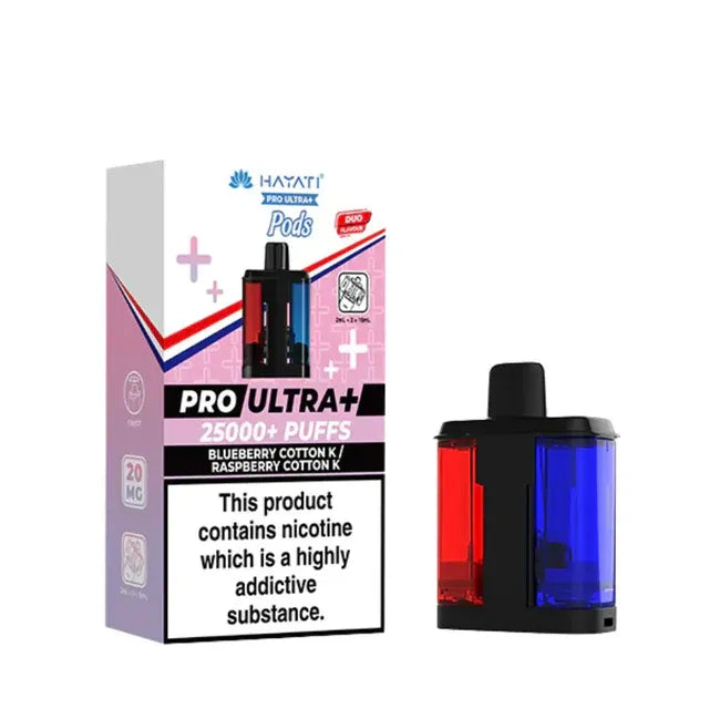 Hayati Pro Ultra Plus 25K Replacement Pods - Blueberry Cotton K / Raspberry Cotton K